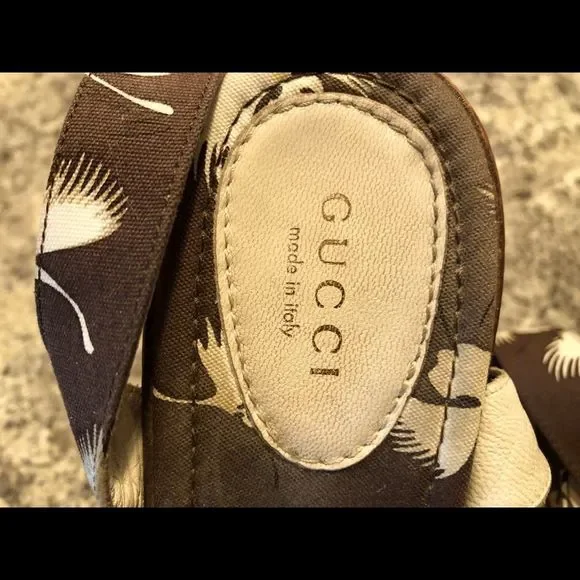 Gucci flower print wooden heel - Picture 4 of 10